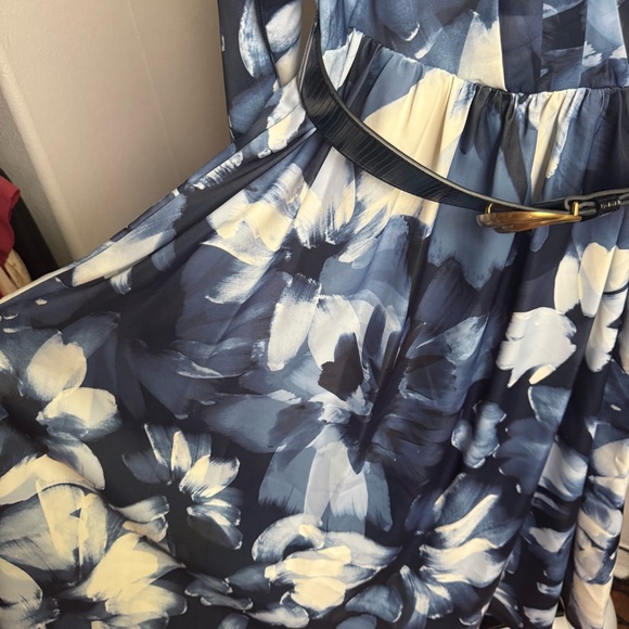 NWT Donna Karan New York FLORAL BELTED A LINE MIDI DRESS Sz 8 - Picture 13 of 14